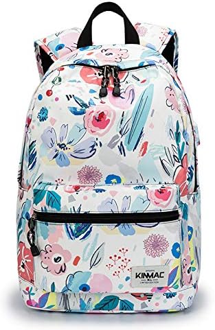 Kinmac Water Resistant Laptop Travel Outdoor Backpack with USB Charging Port for 13 inch 14 inch and 15.6 inch Laptop (Flowers)