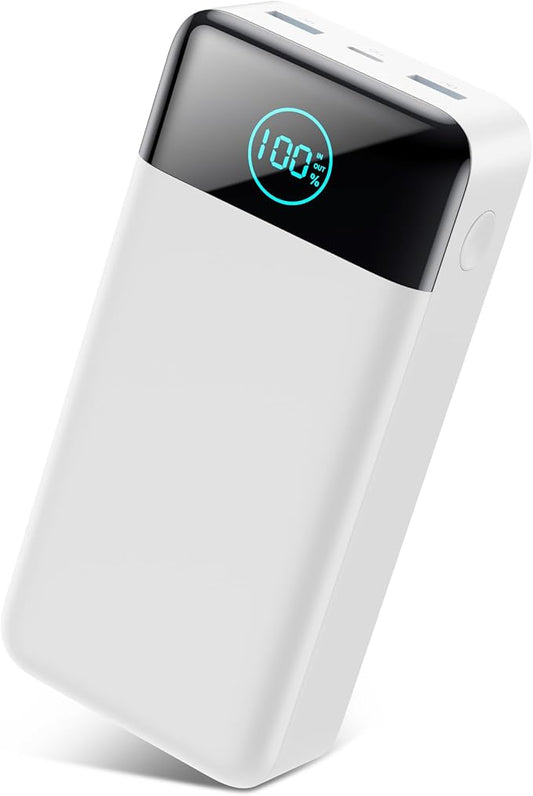 Portable Charger 50800mAh Power Bank,25W PD QC 4.0 USB C Fast Charging External Battery Pack,3 Output LCD Display Portable Cellphone Charger Compatible with iPhone 16/15/14/13/12,Samsung,Android-White
