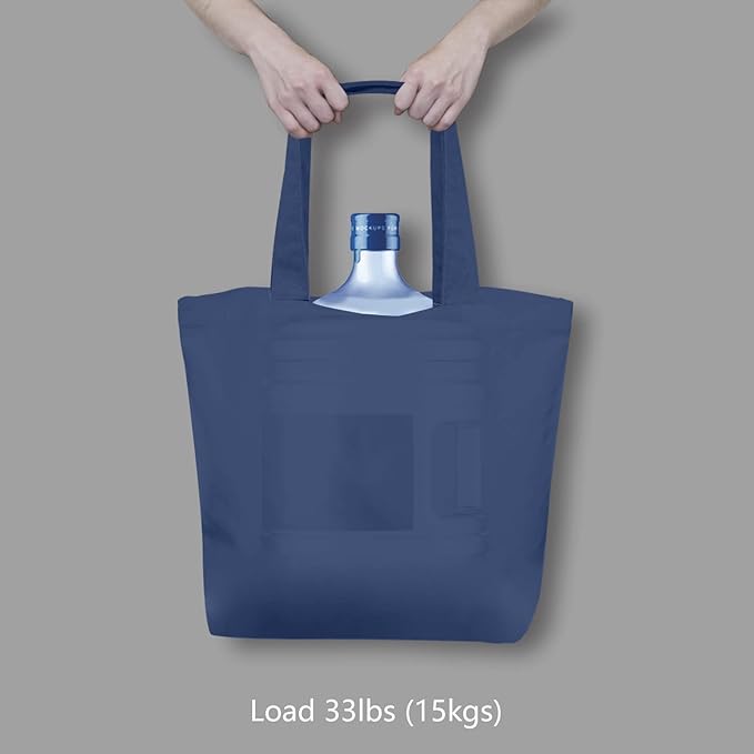 TOPDesign 3-Pack Super Strong Large 12oz Cotton Canvas Tote Bags, Reusable Grocery Shopping Cloth Bags, Fashionable Two-Tone Totes for Crafts, DIY Your Creative Designs