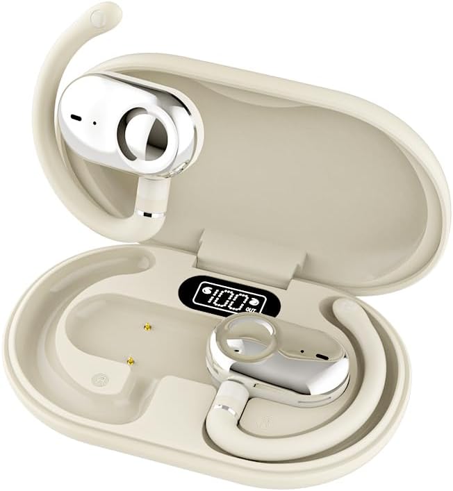 Open Ear Earbuds, Open Ear Headphones with 16mm Speakers, Bluetooth 5.4 Wireless, Biaxial Rotation, Lightweight, 20H Playtime, Over Ear Bluetooth Headphones for Running, Workout, IPX5 Waterproof