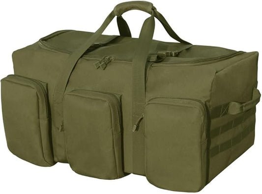 Large Military Travel Duffle Bag Tactical Camping Storage Utility Tote Bag Camping Kitchen Organizer with Deployment Cargo Bag Travel Sports Equipment (Army Green, Large 25.59"x13.78"x13.78")