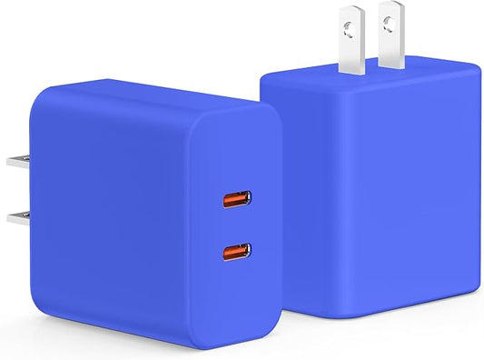 USB C Charger Block, 40W Dual Port Fast Charger 20W Type C Charging Block 3.1A USB Wall Charger Dual Port PD+QC Charging Cube for iPhone 15 16 14 13 12 11 Pro Max XS, iPad, Samsung Phone-Blue