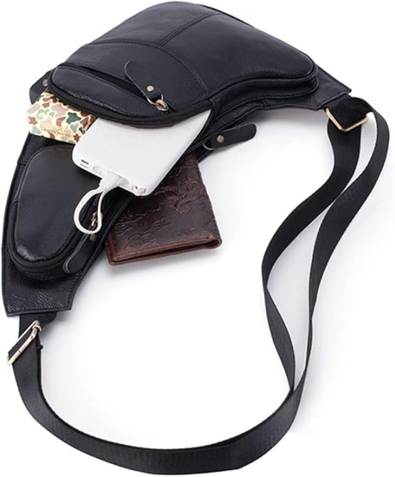 KPYWZER Vintage Leather Sling Bag Backpack for Men Crossbody Shoulder Chest DayPack Backpacks