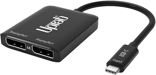 USB C to Dual DisplayPort Adapter Hub, Extended Dual 4K 60Hz Display Port Multi Monitors Splitter for Thunderbolt 3/4 and USB4 Compatible Dell XPS 13 15, Lenovo Yoga, Samsung Chromebook, HP, and More