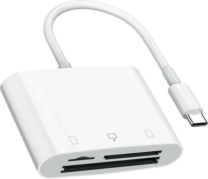 USB-C Memory Card Reader for Android Phone, Mac, Laptop, 3-in-1 SD/Micro SD/CF Card Adapter