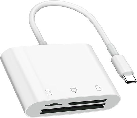 USB-C Memory Card Reader for Android Phone, Mac, Laptop, 3-in-1 SD/Micro SD/CF Card Adapter