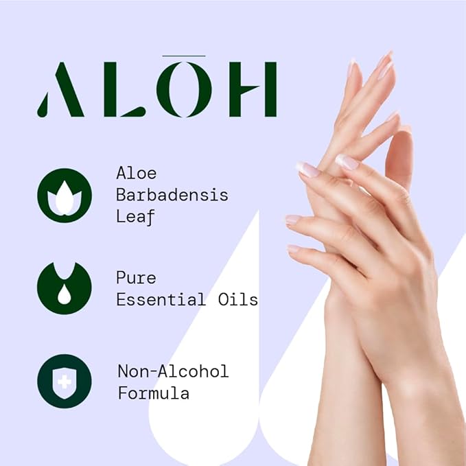 ALOH Hand Sanitizer Spray Liquid 3-pack | Sweet Orange Bergamot + Aloe | 70% Alcohol Hydrating Hand Sanitizer Spray with Essential Oil, for Kids & Adults | 2oz Travel Size Bottle (set of 3)