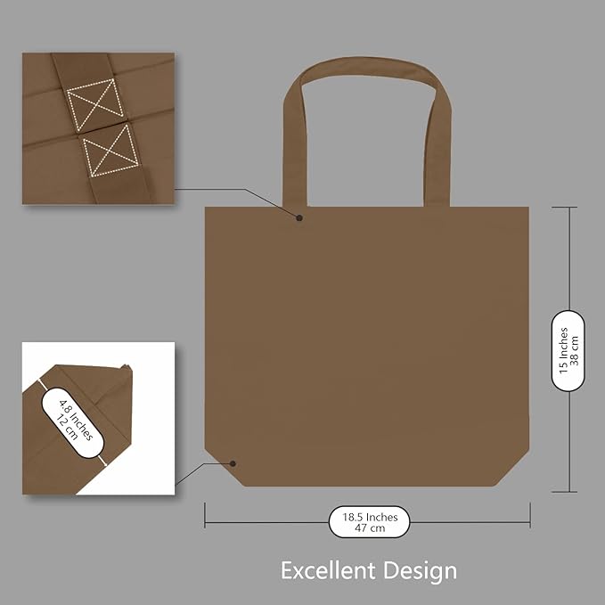 TOPDesign 3-Pack Super Strong Large 12oz Cotton Canvas Tote Bags, Reusable Grocery Shopping Cloth Bags, Fashionable Two-Tone Totes for Crafts, DIY Your Creative Designs