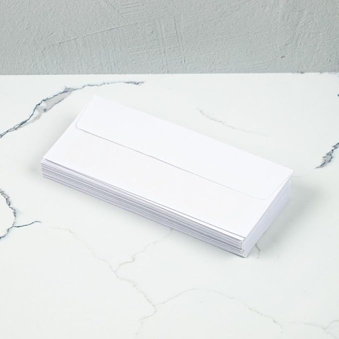 LUXPaper #10 Foil Lined Business Envelopes | Peel & Press | 4 1/8" x 9 1/2" | White w/Gold LUX Lining | 60lb. Text | 50 Qty