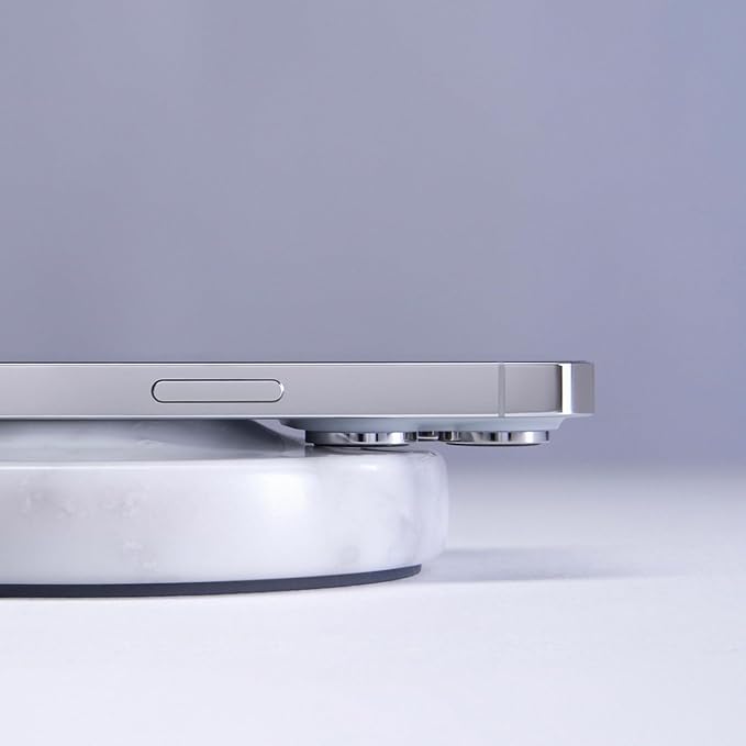 EINOVA Classic Stone – Marble Wireless Charger Designed in Italy, Wireless Charging Pad, Integrated 6 ft USB-C Cable, Smartphones, Wireless Earbuds, Smartwatches – White Carrara Marble
