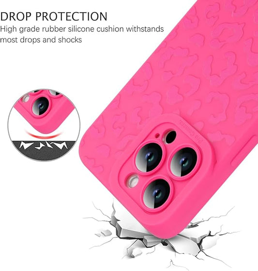 ZIYE for iPhone 13 Pro Max Case Hot Pink Leopard Pattern Phone Case with Camera Protection,Soft TPU Silicone Rubber Protective Cover Cheetah Design Cases Compatible with iPhone 13 Pro Max 6.7 Inch