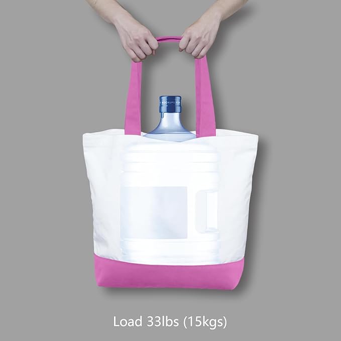 TOPDesign 3-Pack Super Strong Large 12oz Cotton Canvas Tote Bags, Reusable Grocery Shopping Cloth Bags, Fashionable Two-Tone Totes for Crafts, DIY Your Creative Designs