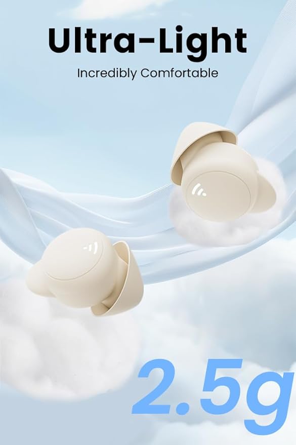 Sleep Earbuds for Side Sleepers Wireless Bluetooth Headphones Mini Invisible Earplugs Small Design Comfortable in-Ear Ear Buds Noise Blocking for Sleeping Working Hiking-Off White
