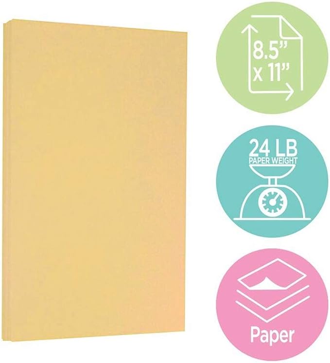 JAM PAPER Parchment 24lb Paper - 90 GSM - 8.5 x 11 - Antique Gold Recycled - 100 Sheets/Pack
