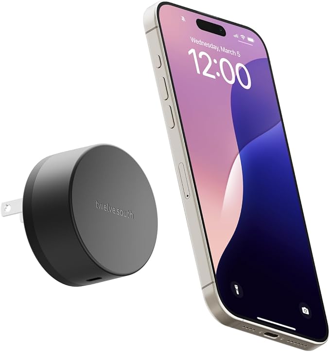 Twelve South PowerBug Qi2 Magnetic Wireless Charger & 35W USB-C Hub, Slate — Works with MagSafe, PixelSnap, and Qi2 Magnetic Phones, Slate