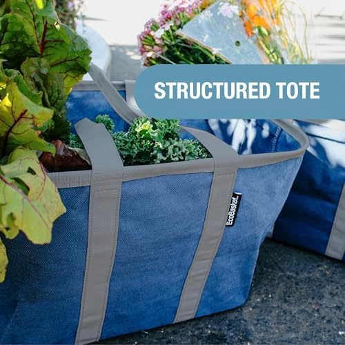 CleverMade EcoBasket Reusable Grocery Tote - Collapsible Storage Shopping Organizer - Heavy Duty Utility Bag Home