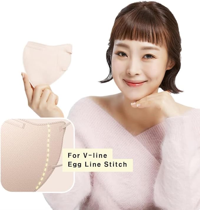 HOMSSEM [25pcs] VIUUM Deluxe Korean Face Color Mask– Soft and Durable Korea Face Mask for Adults –2D 4-Layer Filter 6Color (White-Large)
