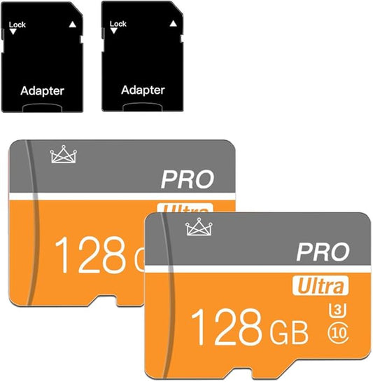 128GB Micro Sd Card Class 10 Memory Card with sd Adapter Fast Speed TF Card for Tablet/Mobile Phone/Camera/Car Audio/Game Console(2 Pcs 128GB)