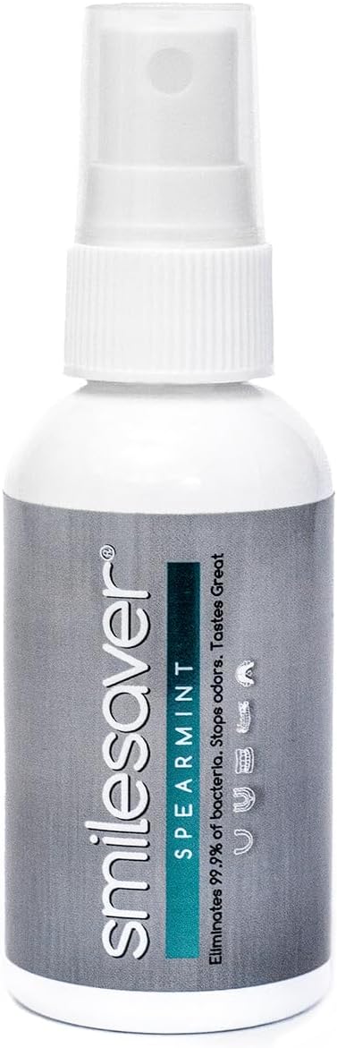 Smilesaver Retainer Cleaner - A Clean Label, Healthy Choice, 30 Sec Spray Cleaner for Retainers, Invisalign, & Dentures. Minty Taste. Portable, Convenient, No Rinsing. Protects Oral Health. (2oz)