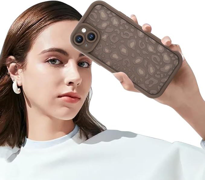 KANGHAR Case for iPhone 15 Plus Leopard Printed Pattern Cute Cheetah Phone Case Soft TPU Shockproof Protective Cover for iPhone 15 Plus 6.7 Inch Brown