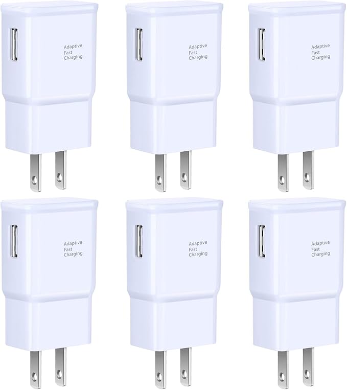 Adaptive Fast Charging Wall Charger Adapter, Eversame 6-Pack Fast Charging Block Travel USB Charger Box Compatible with Samsung Galaxy S21 S20 S10 S9 S8 S7 S6 Note 8 9, iPhone, LG, HTC iPhone