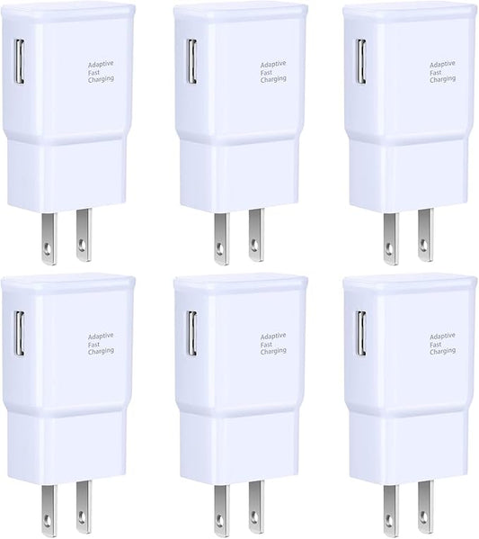 Adaptive Fast Charging Wall Charger Adapter, Eversame 6-Pack Fast Charging Block Travel USB Charger Box Compatible with Samsung Galaxy S21 S20 S10 S9 S8 S7 S6 Note 8 9, iPhone, LG, HTC iPhone