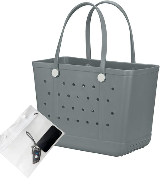 Extra Large Rubber Tote Bag Beach Bag, Washable Durable Open Beach Tote Bag, Travel Totes Bag for Pool Boat Sports