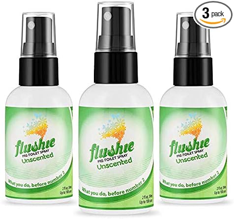 Flushie Pre-Toilet Spray for Poop Travel Size Toiletries Bathroom Spray for Poop Spray for Toilet Deodorizer Traveling Essentials Poop deodorizer Poop Odor eliminator… (Unscented, 2oz 3pack)