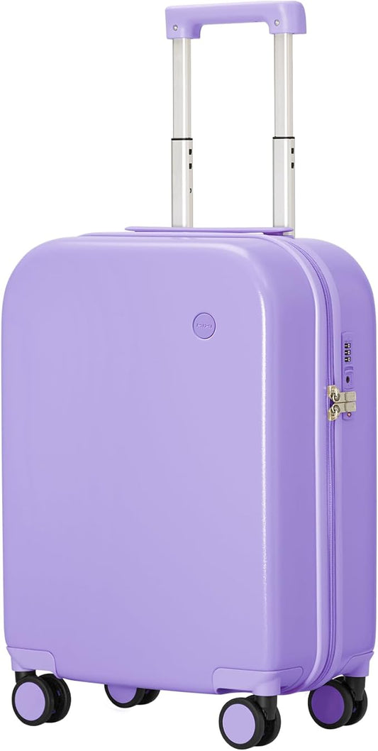 mixi Carry on Luggage, 20'' Suitcase Spinner Wheels Luggage Hardshell Lightweight Rolling Suitcases PC with Cover & TSA Lock for Business Travel, Lilac Purple