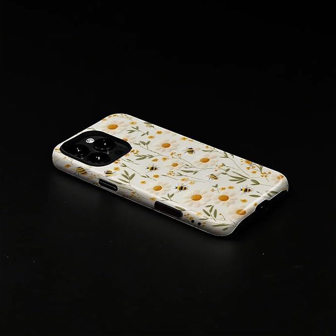 Case for iPhone 16 Pro Max Case,Bees Sunflowers Design - Hybrid Dual Protection Silicone + Hard PC Shockproof Full Body Cover Slim Anti-Scratch Protective Case for Men Women