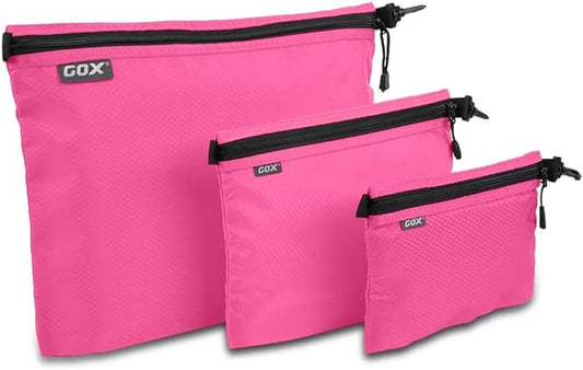 GOX 3 Pack Travel Toiletry Bag for Men Carry On Packing Organizer Zipper Pouch Portable Cosmetic Pouch Accessory Document Electronics (Pink)
