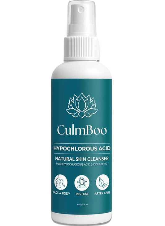 Hypochlorous Acid Spray for Face & Skin - HOCl, Acne Prone Skin, Eczema, Natural Tattoo Aftercare, Piercing Aftercare Spray, Eye Lash Cleanser, Face Mist Toner, Wound Care Cleanser, 8 Fl Oz