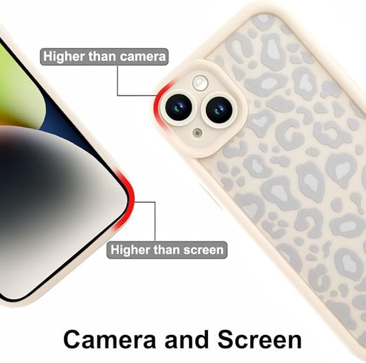 KANGHAR Case for iPhone 14 Leopard Printed Pattern Cute Cheetah Phone Case Soft TPU Shockproof Protective Cover for iPhone 14 6.1 Inch Beige with Gray Prints
