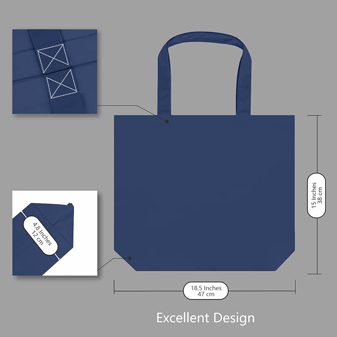 TOPDesign 3-Pack Super Strong Large 12oz Cotton Canvas Tote Bags, Reusable Grocery Shopping Cloth Bags, Fashionable Two-Tone Totes for Crafts, DIY Your Creative Designs