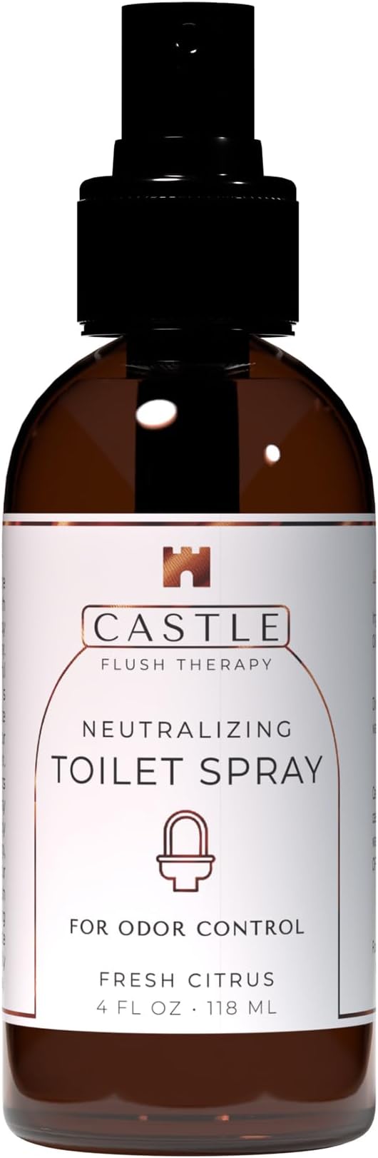 Castle Flush Therapy Neutralizing Toilet Spray | Odor Control: Mist Over The Water Surface, Go, Then Flush | Bathroom Freshening Spray | Neutralizes Odors at the Source | Fresh Citrus | 4 oz