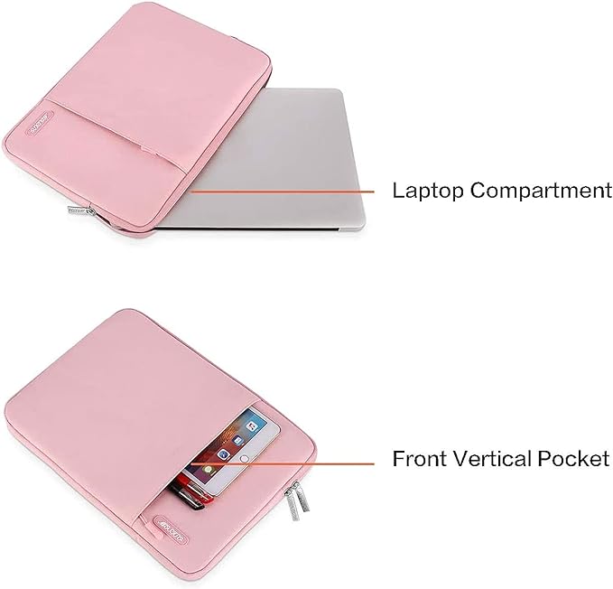 MOSISO Laptop Case 15 inch, 15 inch Laptop Sleeve Compatible with MacBook Air 15 M4 A3241 M3 A3114 M2 A2941 2025 2024 2023,Dell XPS 15,Polyester Vertical Computer Sleeve Bag with Pocket, Pink