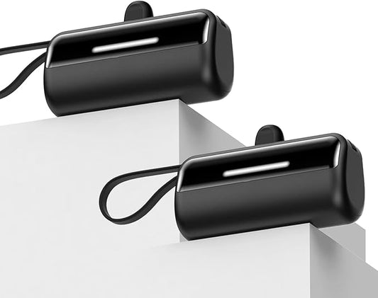 [2-Pack] Portable Charger Power Bank for iPhone,5500mAh USB C Battery Pack Travel Essentials Phone Charger Built in Cable & Foldable Stand,22.5W Fast Charging for iPhone 16/15/14,Samsung,Android
