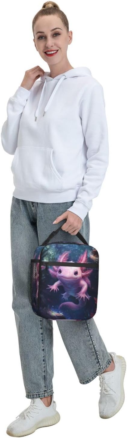 Axolotl Lunch Box for Women Kids Girls Men Insulated Lunch Bag Lunchbox Adults Lunch Tote Bags Reusable Cooler for Work Office School Picnic Travel