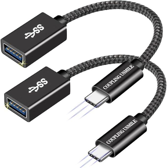 USB C to USB 3.2 Adapter [2pcs Black], Transfer up to 10Gbps, Type C to USB(Male-Female OTG Cable USBC to USB Adapter Compatible with MacBook Pro/Air, iPhone 15 Pro Max Plus