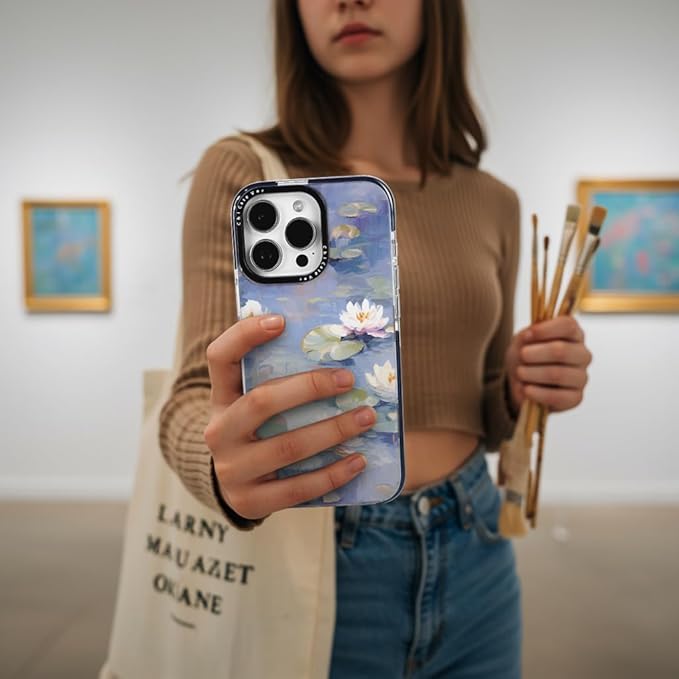 for iPhone 15 Pro Case, Impressionist Water Lily Scene, Military-Grade Drop Protection, Cute Soft Slim TPU Protective Cover with Camera Lens Protection for Women & Girls