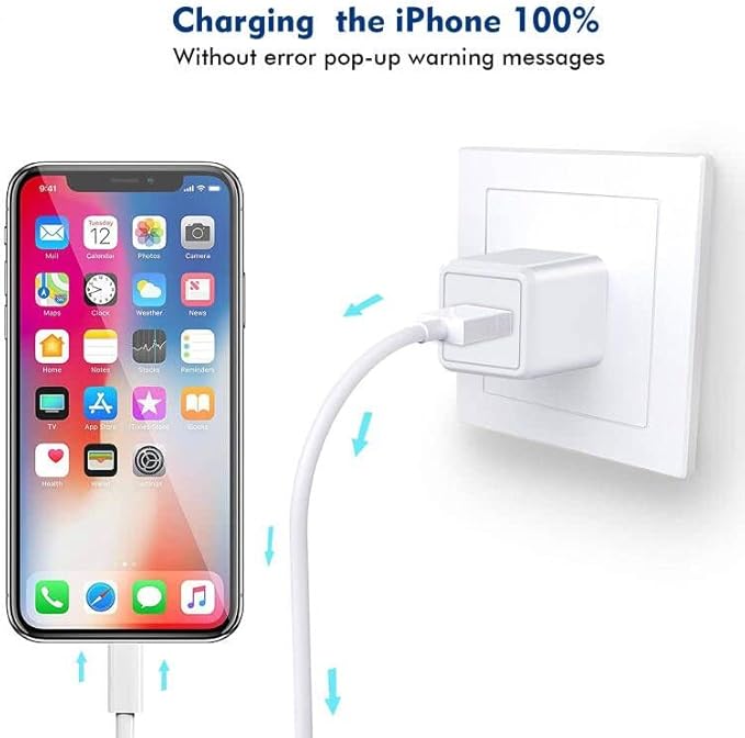 (Apple MFi Certified) iPhone charger 10ft,2Pack 10Foot Long Fast Charging Lightning Cord Cable 2Pack USB Wall Charger Travel Plug Adapter Box for iPhone 14/13/12 Mini/11 Pro Max/10/XS/XR/X/8/7/SE,iPad