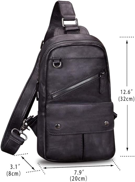Genuine Leather Sling Bag for Men and Women Vintage Handmade Sling Backpack Shoulder Purse Crossbody Chest Bag