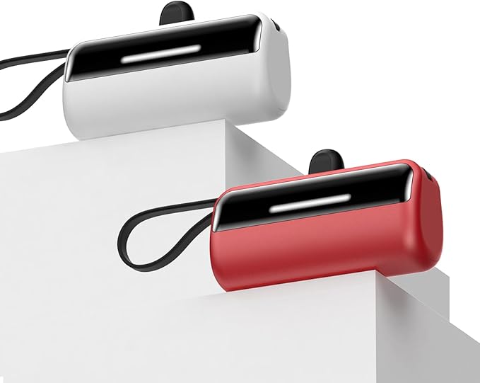 [2-Pack] Portable Charger Power Bank for iPhone,5500mAh USB C Battery Pack Travel Essentials Phone Charger Built in Cable & Foldable Stand,22.5W Fast Charging for iPhone 16/15/14,Samsung,Android