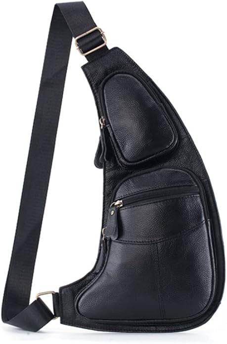 KPYWZER Vintage Leather Sling Bag Backpack for Men Crossbody Shoulder Chest DayPack Backpacks