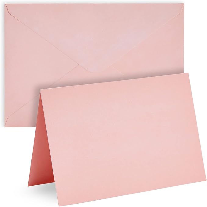 Sustainable Greetings 48 Pack 4x6 Blank Cards and Envelopes - DIY Printable Pink Cards with Envelopes for Birthday, Baby Shower, and Wedding Invitations