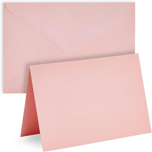Sustainable Greetings 48 Pack 4x6 Blank Cards and Envelopes - DIY Printable Pink Cards with Envelopes for Birthday, Baby Shower, and Wedding Invitations