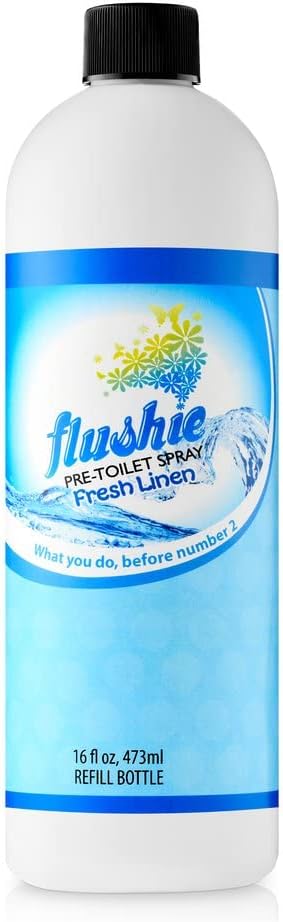 Flushie Pre-Toilet Spray Travel Size Toiletries Bathroom Spray for Toilet Deodorizer Traveling Essentials - Poop Odor Eliminator (Linen, 1oz 3pack)