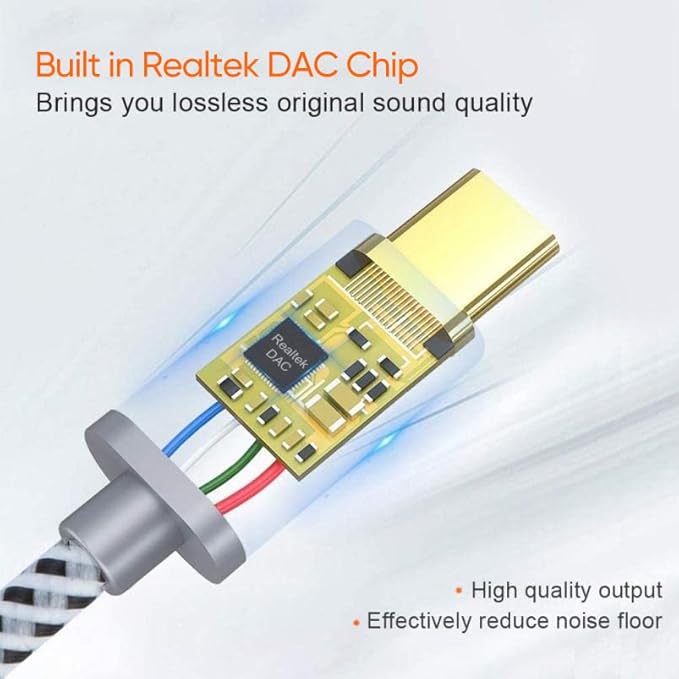 CableCreation USB C to 3.5mm Audio Adapter, Type C to Headphone Adapter, USB C to Aux 24bit/96kHz HiFi DAC Cable for iPhone 16 15 Pro Max/15 Pro/15 Plus, iPad, Galaxy S24 S23 Ultra, Pixel 9, 0.33 ft