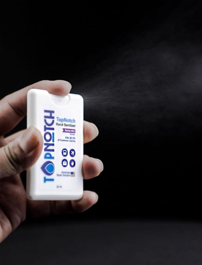 TOP NOTCH Hand Sanitizer, Pack of 24 Pocket Spray (20ml) Variety Pack Tropical, Pineapple, Bubble Gum