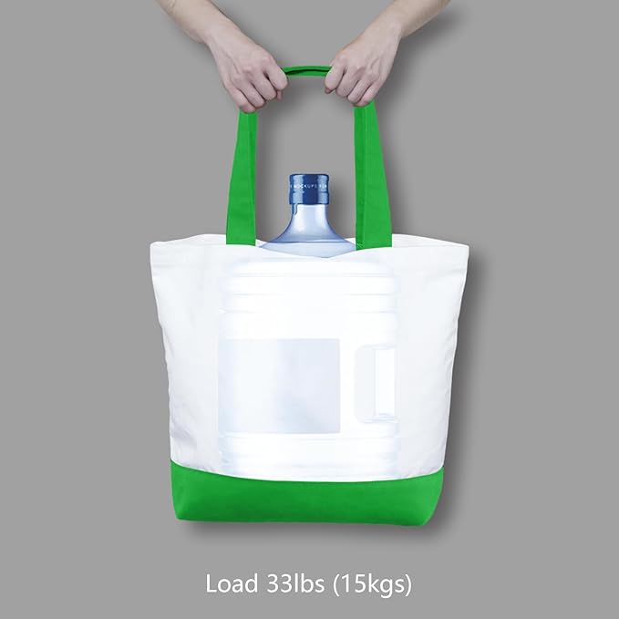 TOPDesign 1-Pack Super Strong Large 12oz Cotton Canvas Tote Bag, Reusable Grocery Shopping Cloth Bag, Fashionable Two-Tone Tote for Crafts, DIY Your Creative Designs